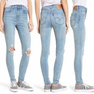 Levi's Women's Sky Blue Distressed Mile High Super Skinny Jeans